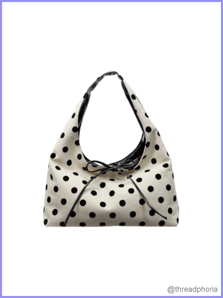 Pu Faux Leather Top Handle Tote Bag Women Shoulder Handbag Work Shopping Polka